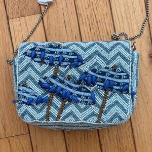 Beaded Blue Crossbody Bag - Light Blue
